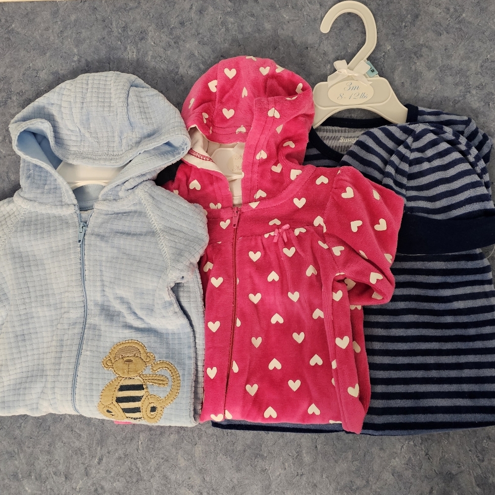 Set Of Three Snugabye Infant Sleepers, New With Tags